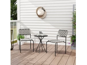 Salon de jardin 3 pièces 46x60x80 cm pour 2 personnes – gris – chaises empilables et table ronde en acier