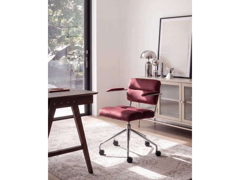 Chaise de bureau candor velours rouge bordeaux - Conforama B