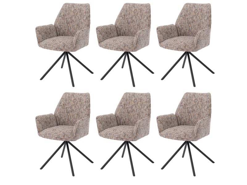  Lot de 6 chaises de salle à manger hwc-g67, pivotantes, avec positionnement automatique, en chenille métallisée (410 gm²) - piètement noir, coloré  - Conforama A