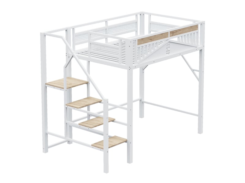 Lit superposé en métal et bois blanc 140x200 cm - Conforama A
