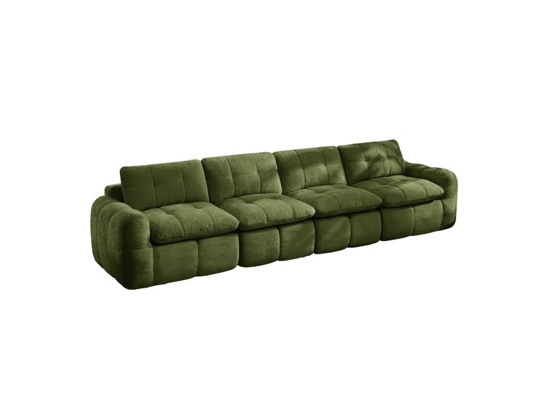  Canapé 4 places, revêtement en tissu chenille, sans assemblage, vert  - Conforama A
