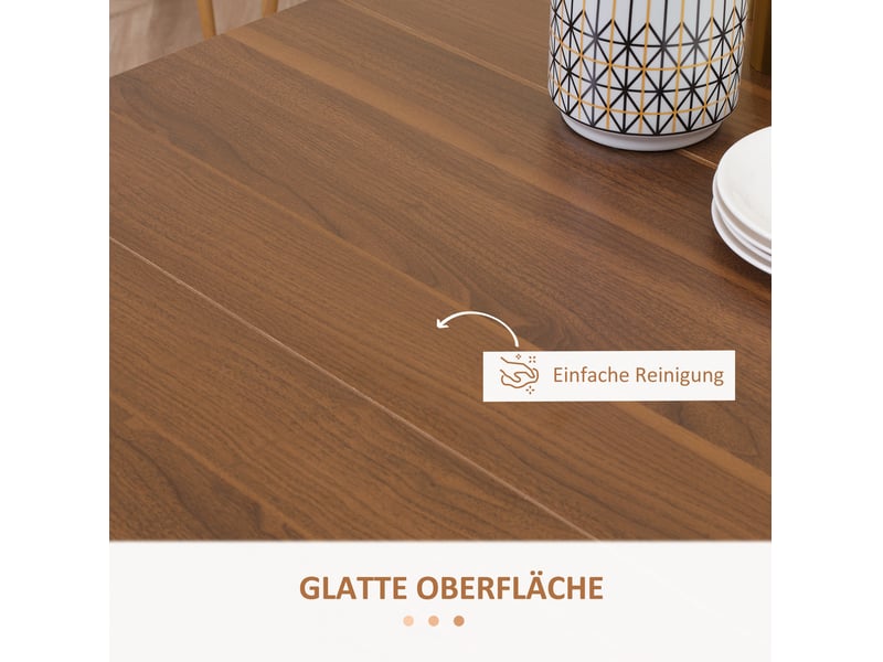 Table de salle à manger extensible et pliante 180 x 85 x 75 cm en panneau de particules marron, à roulettes - Conforama D