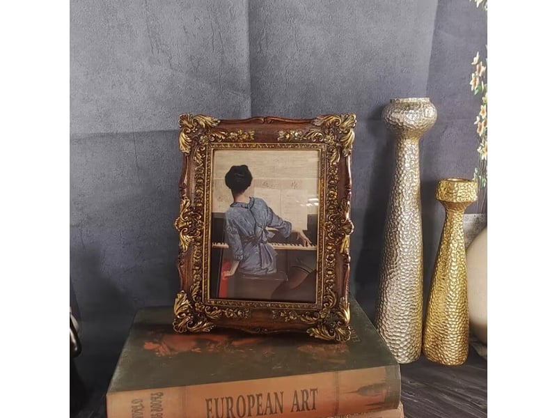  Cadre photo baroque 19 x 24 cm rétro en bronze  - Conforama C