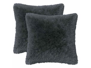 Lot de 6 coussins avec oreiller, coussins décoratifs heerlen anthracite fleece pv cf50773