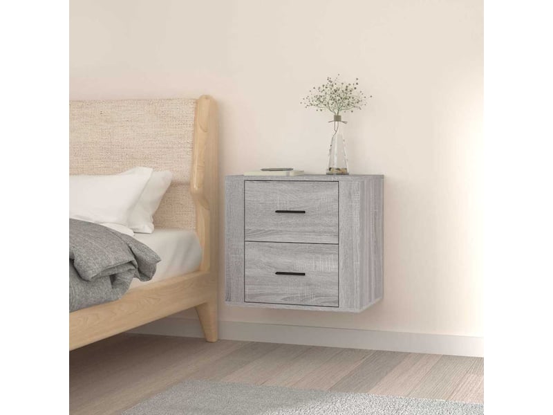  Table de chevet chanmbre, table d'appoint murale sonoma gris 50x36x47 cm  - Conforama B