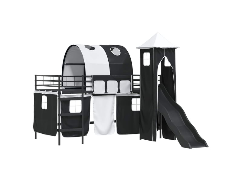  Cadre de lit superposé pour enfants - lit jeune uni noir 100 x 200 cm métal  - Conforama D