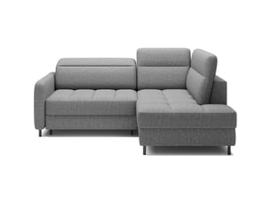 Canapé d'angle droit convertible barnea 208 cm gris chiné avec rangement
