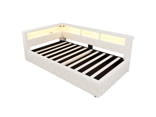 Lit avec rangement 90x200 cm BIQZUYA   coloris beige