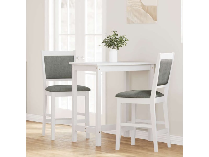  Lot de 2 tabouret de bar avec coussins en bois massif blanc et caoutchouc shl708  - Conforama C