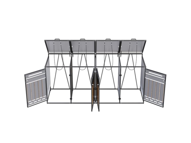  Coffre pour bacs à déchets 262x79x116 cm 4 compartiments couvercles hydrauliques métal noir  - Conforama A