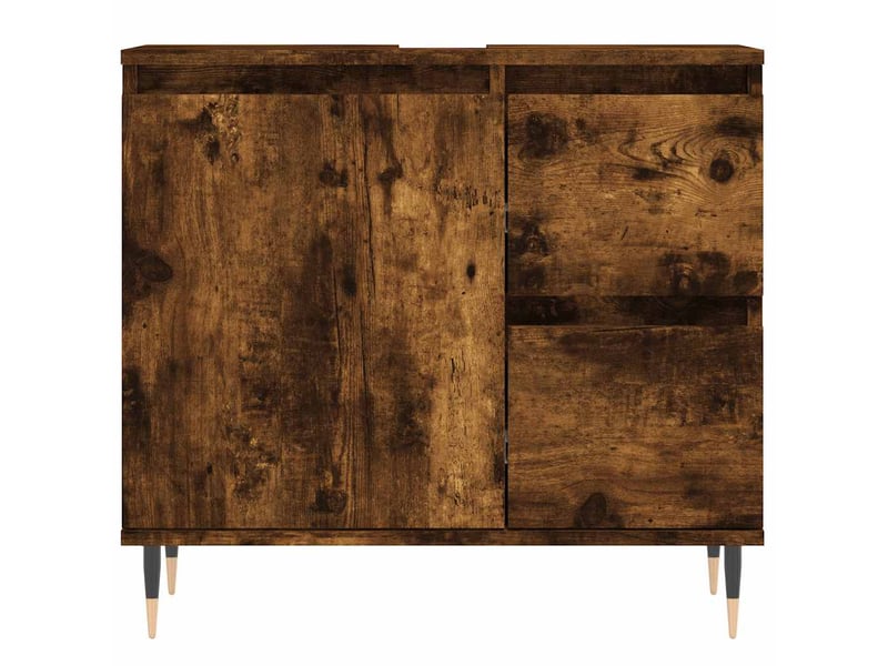  Amoire de salle de bain chêne fumé 65x33x60cm bois d'ingénierie shl1224  - Conforama E