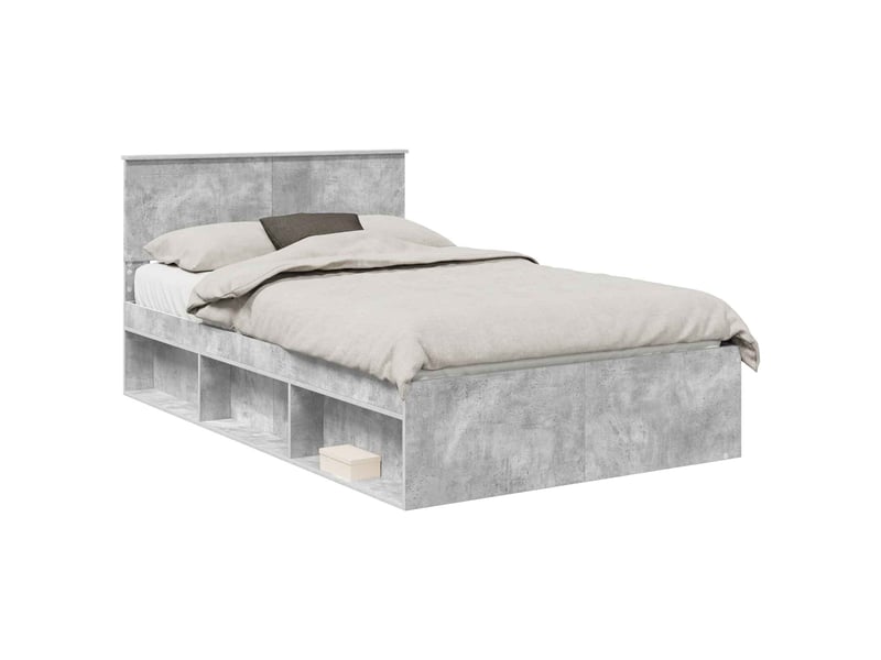  Lit double- lit adulte -  cadre de lit avec tête de lit béton 120 x 200 cm pin massif  - Conforama A