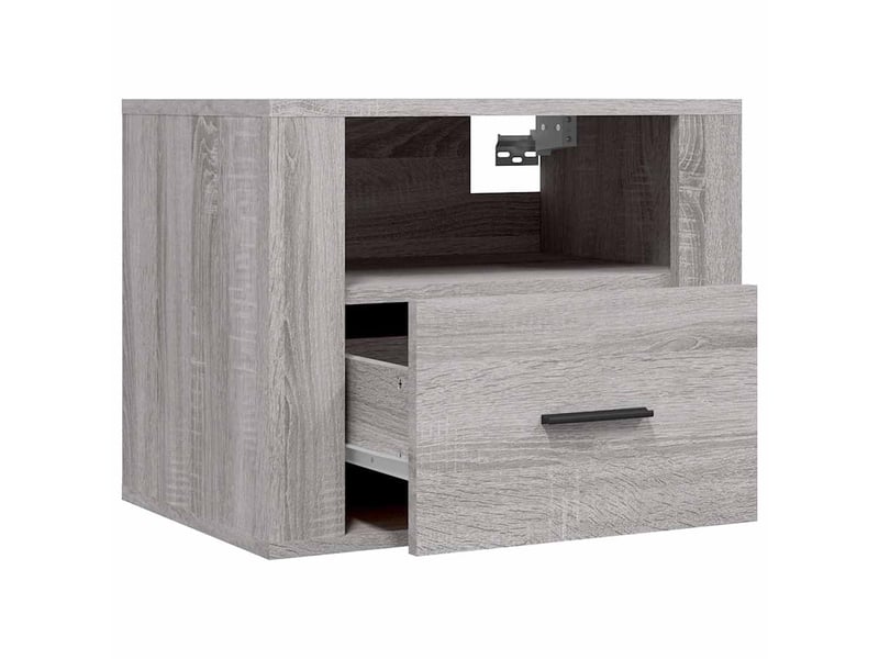  Lot de 2 tables de chevet - cabinet de chevet - table de nuit murales sonoma gris 50x36x40 cm  - Conforama D