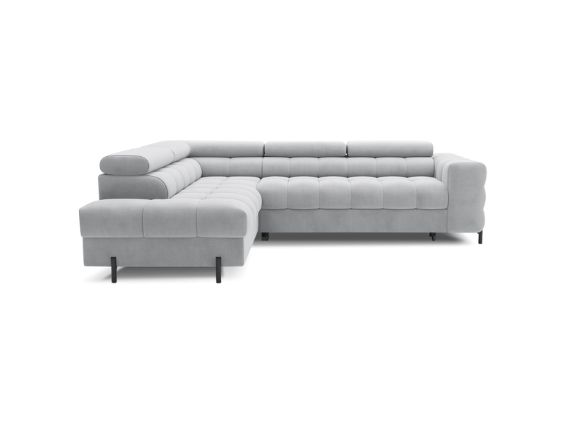  Canapé d'angle gauche ferrum gris clair avec coffre pieds métal 276x93x200cm  - Conforama A