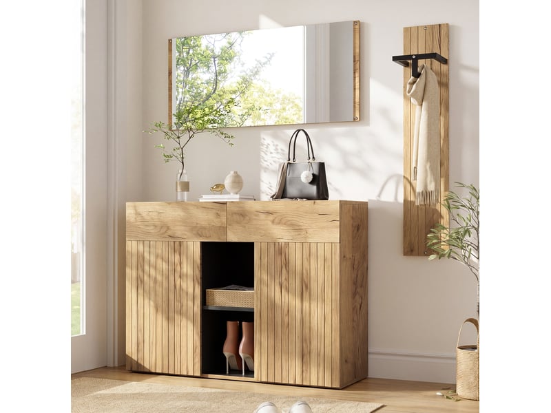  Ensemble d'entrée avec miroir, penderie et meuble à chaussures 125x35x178 cm  - Conforama W