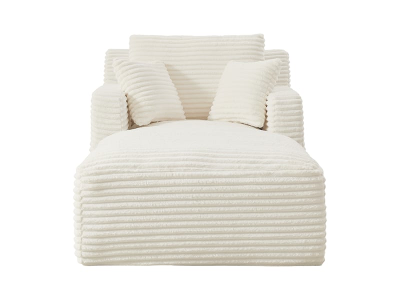  Méridienne convertible avec rembourrage confortable et usage relax ou couchage, en velours côtelé crème  - Conforama A