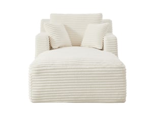 Méridienne convertible avec rembourrage confortable et usage relax ou couchage, en velours côtelé crème