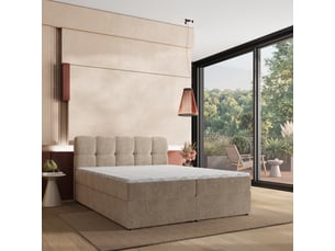 Lit avec rangement 180x200 cm <strong>MASSENO</strong> <strong></strong> coloris beige