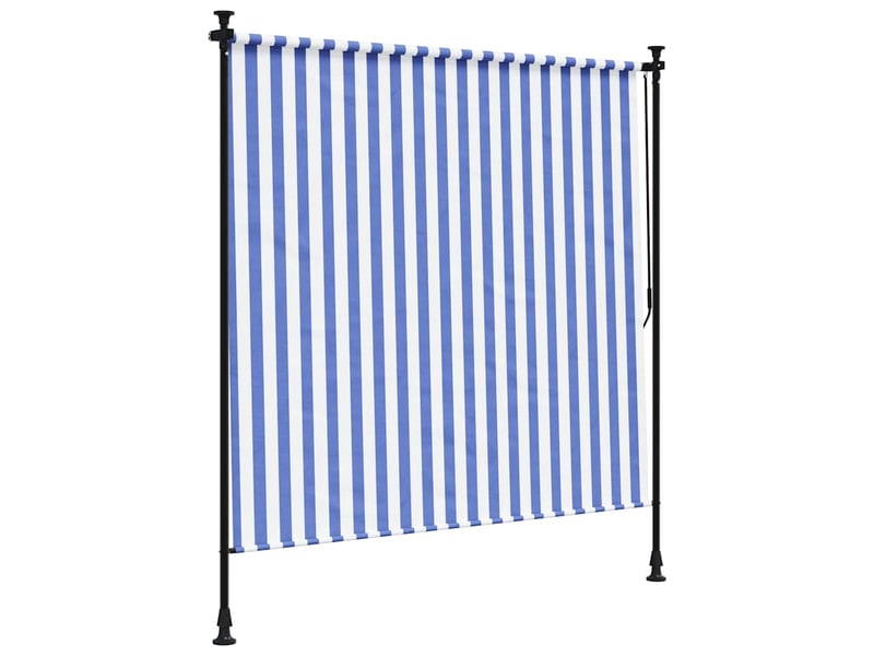  Store enrouleur, store roulant d'extérieur bleu et blanc 150x270 cm tissu acier cf47427  - Conforama E