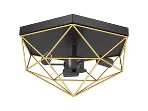 Plafonnier géométrique de style industriel avec 3 douilles e27 pour ampoules led, noir et or