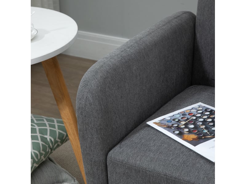  Canapé 2 places 130x70x80 cm – gris – 2 coussins et repose-pieds réglables, revêtement polyester aspect velours  - Conforama D