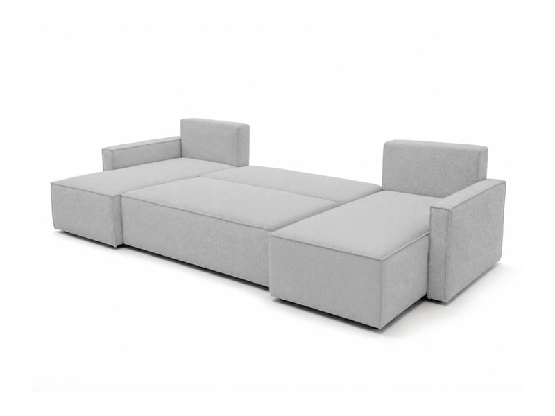 Farah - canapé d'angle panoramique convertible 6 places accoudoirs slim en tissu bouclettes généreuses  - Conforama C