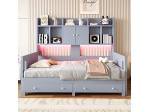 Lit banquette 90x190 cm <strong>OKWISH</strong>  <strong></strong> coloris gris