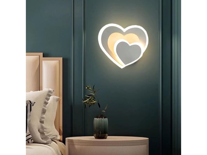  Lampe mural led en forme de cœur blanc veilleuse de dessin animé pour chambre d'enfant lumière de couleur chaude  - Conforama D