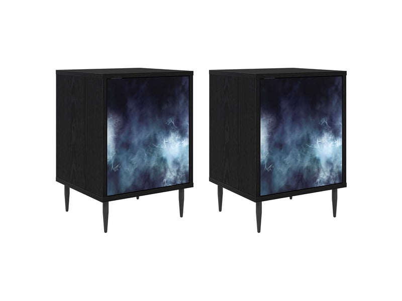  Table de chevet - cabinet de chevet - table de nuit raalte 2 pc chêne noir 36 x 33 x 51 cm  - Conforama A