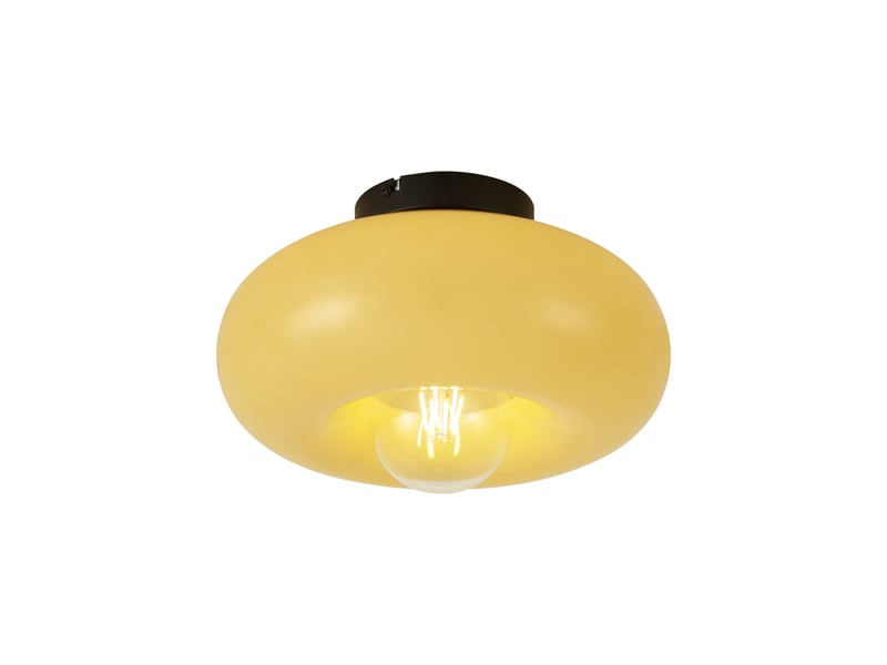  Retro plafondlamp zwart met geel glas 30cm - glaze  - Conforama A