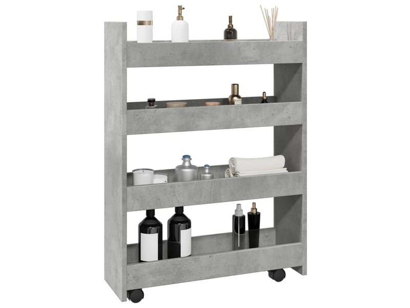  Chariot de rangement étroit pour bureau 4 niveaux gris béton  - Conforama B