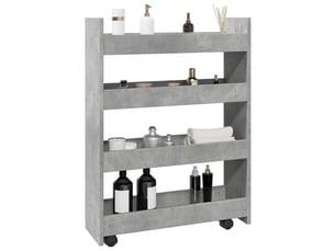 Chariot de rangement étroit pour bureau 4 niveaux gris béton