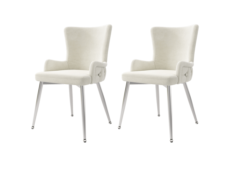  Lot de 2 chaises de salle à manger,55x45x85 cm,velours et métal argenté,beige  - Conforama A