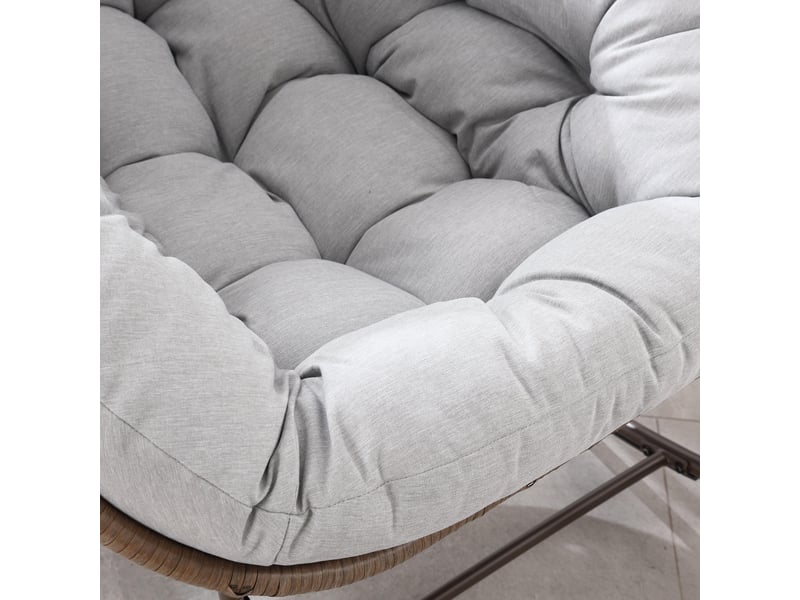  Fauteuil à bascule, fauteuil berçant de patio, cadre en métal, avec coussin en forme d'œuf, gris clair  - Conforama C