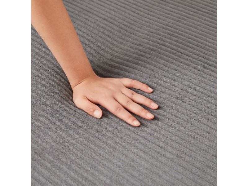  Canapé d'angle modulable 220 cm en velours côtelé – dossiers et accoudoirs courbés, 3 coussins – salon &amp; salle de jeux  - Conforama E