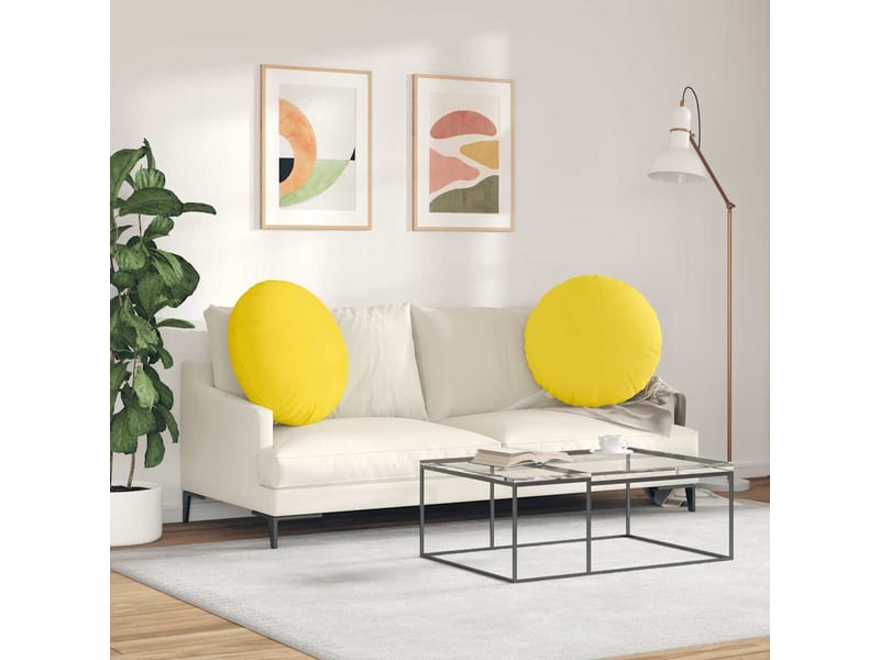  Lot de 2 coussins de siège, coussins décoratifs tissu jaune clair ø60 x 21 cm cf59841  - Conforama D