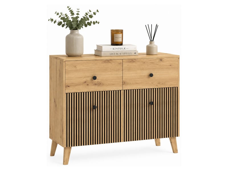  Buffet lenema, armoire 2 étagères, 91x42x95h cm chêne marron Lenema - Conforama A