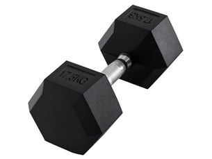 Haltère, haltère de 17,5 kg, barre d'haltères, poids, poignée antidérapante, noir et argent