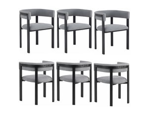Lot de 6 chaises de salle à manger, confortables et respirantes, idéales pour restaurants, salon, cafés et autres lieux, style moderne, dos arrondi complet, tissu chenille, gris