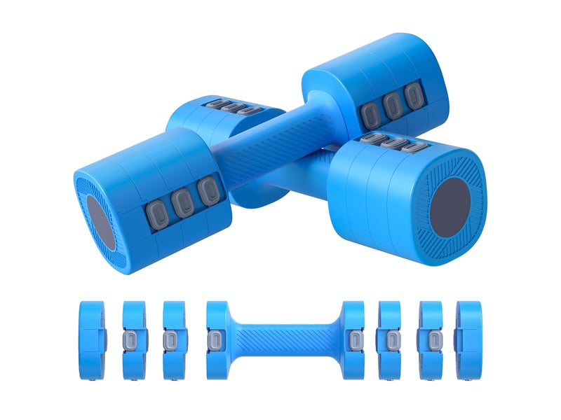  Ensemble d'haltères réglables 4 en 1 (11,522,5 kg) avec poignées antidérapantes et design carré pour salle de sport à domicile  - Conforama A