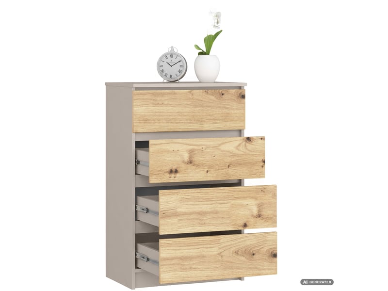  Commode k60 cachemire 60 cm 4 tiroirs couleur chêne artisan mat 60x40x99 cm Commode K60 - Conforama B