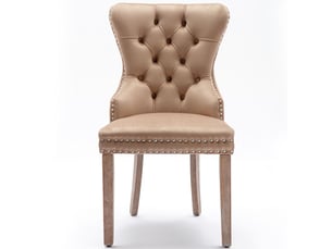 Chaise de salle à manger lot de 6, velours rembourrée structure bois massif, boutons décoratifs poignée cercle