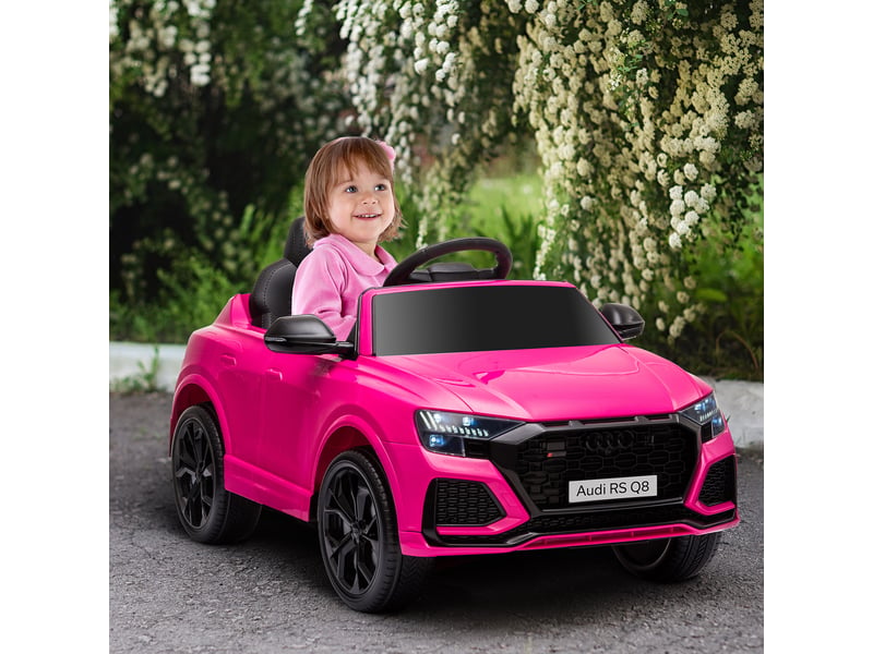 Voiture électrique enfants sous licence audi rs q8, véhicule électrique avec télécommande, usb, bluetooth, rose  - Conforama D