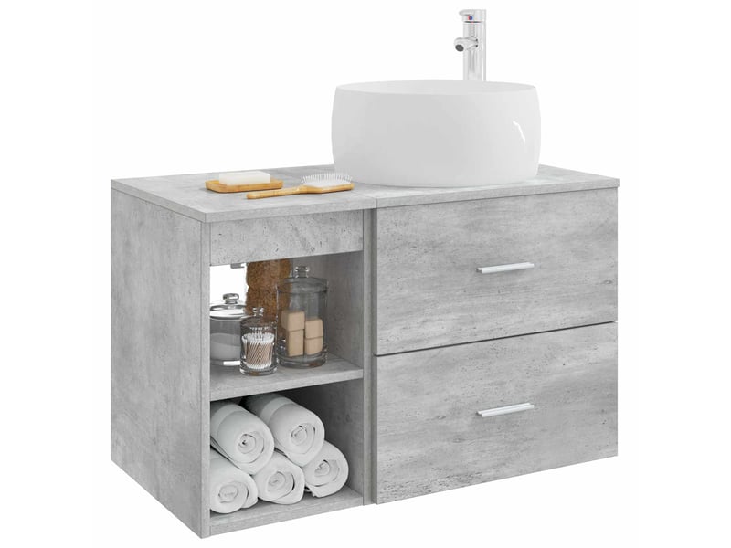  Ensemble de mobilier de salle de bain 2 pcs gris béton shl4156  - Conforama C