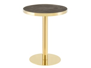 Table d'appoint ronde en mdf 60x60x74 cm gris et doré