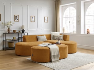 Canapé d'angle droit fixe BOBOCHIC ROUSSEAU 5 places Tissu Jaune