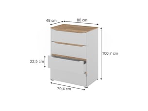 Commode 1 tiroir(s) <strong>VICCO</strong> <strong></strong> coloris blanc largeur 80 cm
