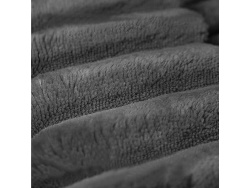  Canapé modulable 3 places avec 2 pouf en velours côtelé gris foncé, coussins déhoussables, sans montage, confort moelleux  - Conforama E