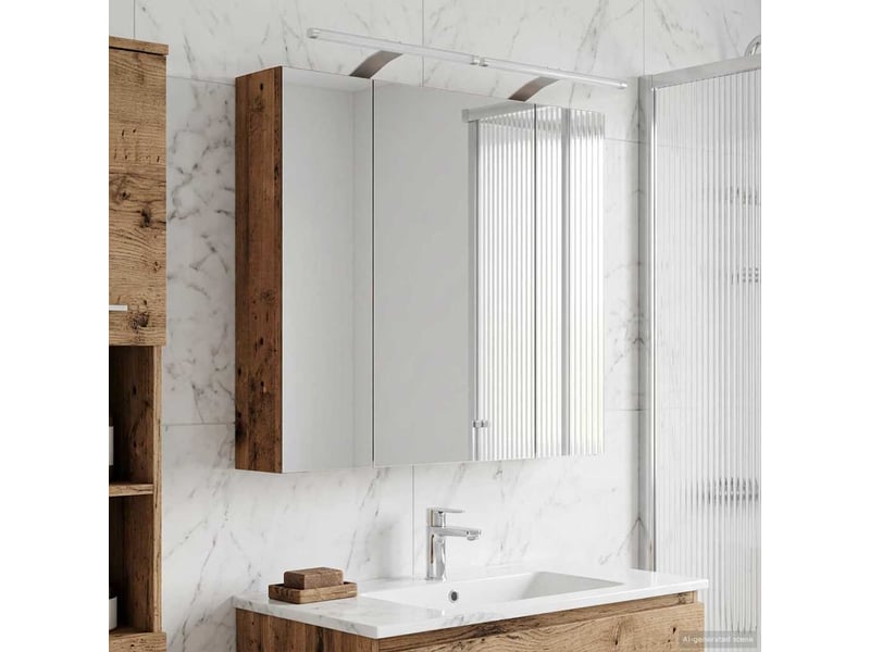 Armoire miroir de salle de bain, cabinet de salle de bain bois ancien 80 x 14.5 x 70 cm cf65149 - Conforama B