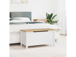 Boîte de rangement, coffre de rangement hill blanc et marron miel 90x40x45 cm